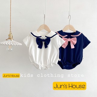 Bodysuit thủy thủ đính nơ cổ cực yêu cho bé gái 5-12kg, chất thun cotton mềm mịn