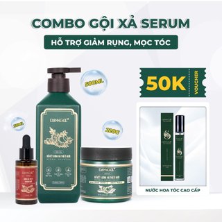Combo gội xả serum thảo dược DANNGOC hỗ trợ giảm rụng, loại bỏ dầu nhờn, mềm mượt