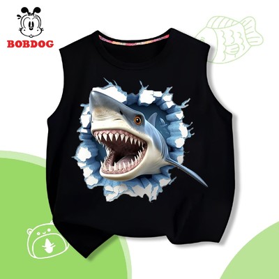 BST áo ba lỗ bé trai BOBDOG áo trẻ em chất liệu cotton thoáng khí in hình cá mập cute cho bé