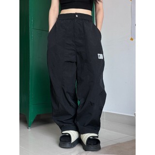 Quần Ống Rộng 4ART DÙ Vải Dù Lưng Chun Form Phồng Unisex Đen