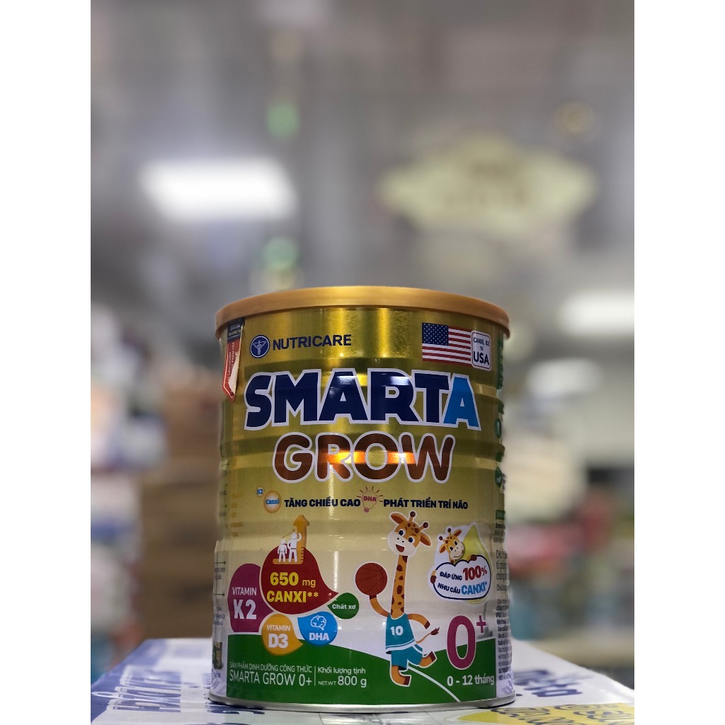 Sữa bột Smarta Grow 0+ 1+ 2+ phát triển chiều cao, não bộ (900g)