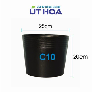Combo 100 chậu nhựa đen C10 (25x20 cm) trồng cây