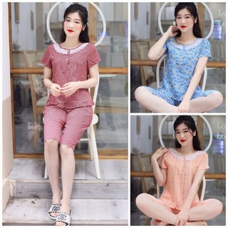 Đồ bộ mặc nhà lửng 2 khuy xinh không nhăn