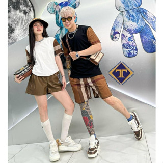 Bộ Cộc Tay Nam Nữ BBR Bản Basic Chất Liệu Cotton. Bộ Quần Áo Cộc Burberry Hotrend Hè 2024