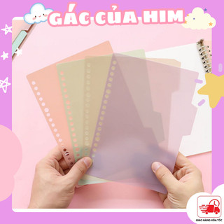 Set 4 Tab nhựa màu Pastel phân trang A4 B5 A5 dùng cho sổ bìa còng 30 26 20 lỗ dụng cụ văn phòng phẩm