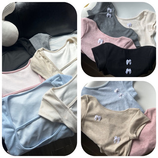 (1 ÁO KÈM 2 NƠ) TINI DEROSE BABY SHIRT - Áo Thun Tay Ngắn Hỡ Lưng Keo Vải Mát Mẻ Mùa Hè (2 SIZE)