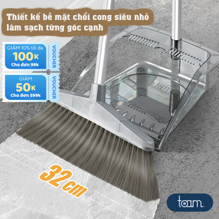 Bộ chổi quét nhà TOAM kèm hót rác răng cưa làm sạch rác đa năng, gấp gọn tiện lợi chất liệu ABS bền đẹp chống mài mòn