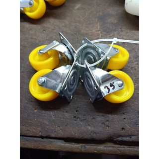 Bộ 4 bánh xe nhựa vàng nghệ không khóa 4f, 5f, 6f
