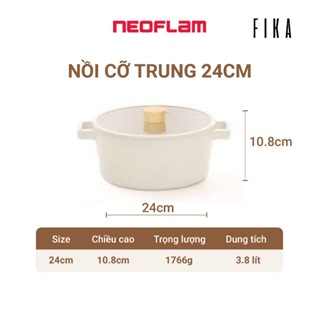 [Hàng chính hãng] Nồi cỡ trung 24cm chống dính bếp từ Neoflam Fika 3.8L. Made in Korea. Hàng có sẵn