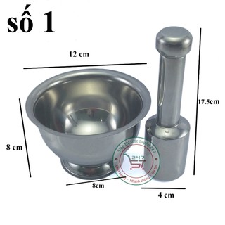 Bộ cối chày inox đâm tiêu giã tỏi đa năng cỡ số 1 tiện lợi