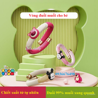 Vòng đeo tay đuổi muỗi Gấu Dâu Tây Disney cho người lớn & trẻ em kèm 6 thanh tinh dầu