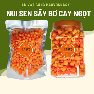 Nui sen sấy bơ cay ngọt, nui chiên giòn đồ ăn vặt | haovosnack