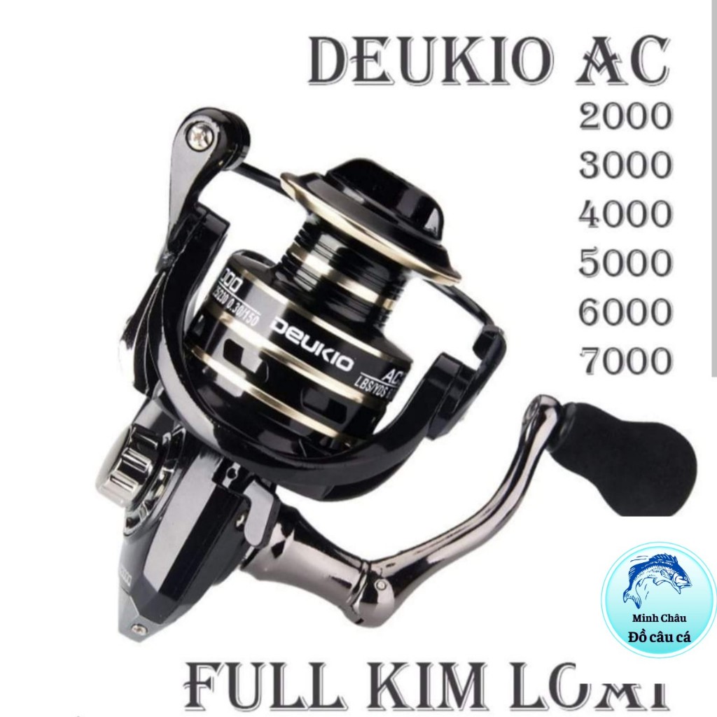 Máy câu cá  AC 2000-7000 cối kim loại, máy câu lure lăng xê dùng cho cần câu máy đứng