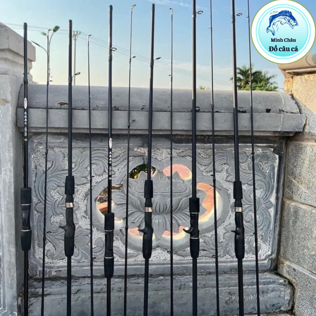 Cần câu lure cần câu cá Sói Đen dùng cho máy ngang máy đứng dài 1m65  1m8  2m1 lam bằng cacbon