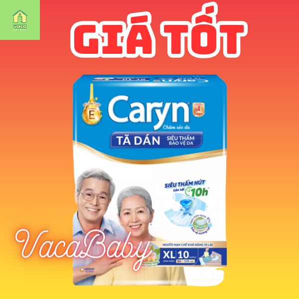 (Mẫu mới 2024) Tã bỉm dán người lớn Caryn size đại XL10 miếng