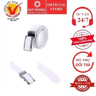 Dây nịt nam da bò Huy Hoàng đầu tăng màu trắng HP4141