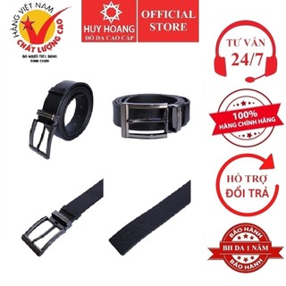Dây nịt nam Huy Hoàng da bò cỡ lớn 1m4 đầu kim màu đen HP4142