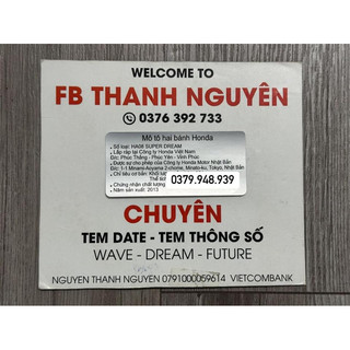 Tem thông số năm xuất super dream 2013