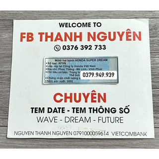 Tem thông số năm sản xuất super dream 2002 ( chuẩn zin )
