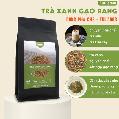 Trà Xanh Gạo Rang DalatFarm - Túi 500g