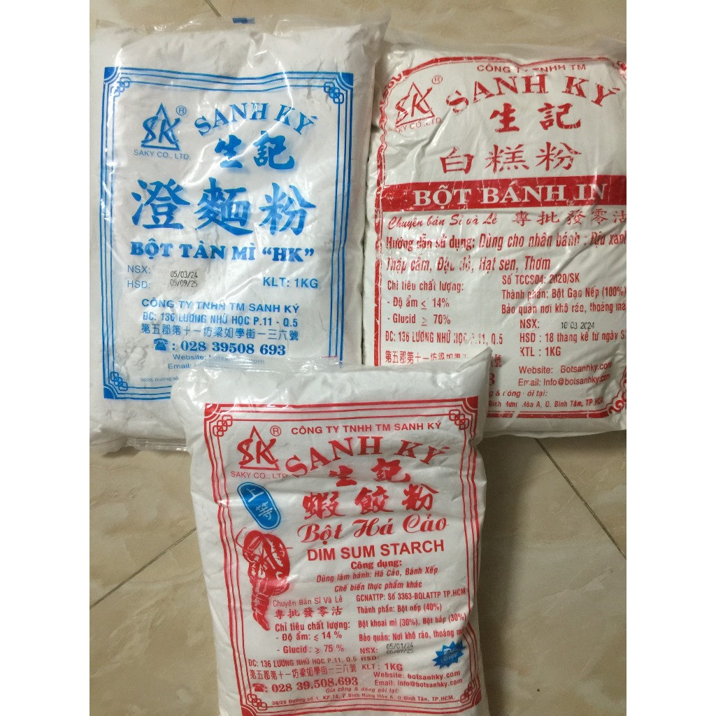 Bột bánh há cảo / in /tàn mì / biến tính (1kg) hiệu Sanh ký