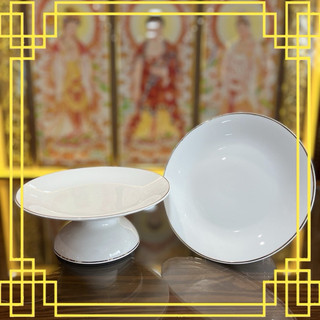 Dĩa trái cây thờ cúng men sứ trắng trơn