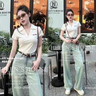 Áo zip cổ bẻ miu miu
