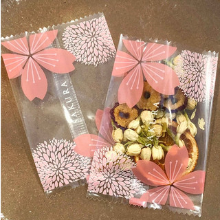 Set 100 túi túi bóng hàn miệng size 7x10 cm Họa tiết Hoa Góc Sakura đựng trà hoa bánh kẹo combo 100 túi bóng