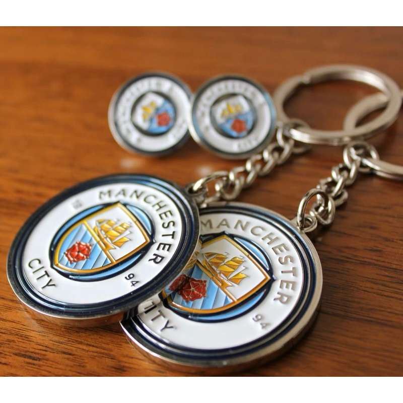 Móc khoá CLB Manchester City Ngoại Hạng Anh Man Xanh - logo 2 mặt (2 side logo)