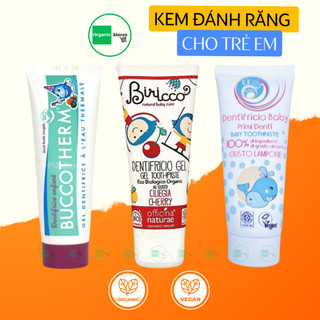 Kem đánh răng hữu cơ cho bé chiết xuất hoa cúc - dâu - chuối - cherry (Lavera- Officina - Coslys)