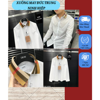 Áo sơ mi thời trang bbr họa tiết thêu vải thun kẻ sọc bbr ở cổ áo siêu đẹp