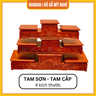 Tam cấp kê bát hương, đôn gỗ tam cấp bàn thờ chất liệu gỗ hương cao cấp sơn pu bóng