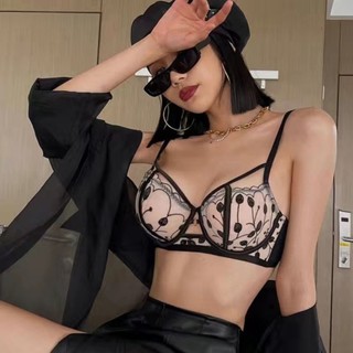 Bộ đồ lót nữ phối ren thêu hoa có gọng nâng ngực không mút thoáng mát B24
