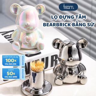 Lọ Đựng Tăm TOAM Bearbrick Chất Liệu Gốm Sứ Cao Cấp, Hũ Đựng Tăm Phủ Bóng Sang Trọng Phong Cách Hàn Quốc