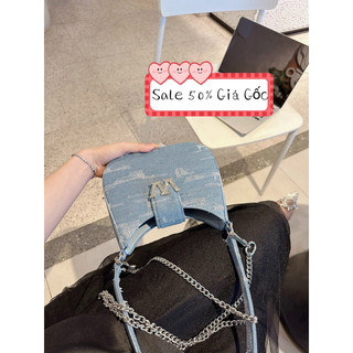 [SALE]Túi Xách Wa.ngg Kẹp Nách Kèm Dây Đeo Chéo Size 19 Bản Jeans Xanh Hot Hit