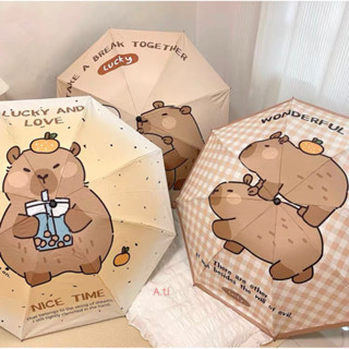 Ô Gấp Gọn Che Nắng Che Mưa Hoạ Tiết Chuột Lang CAPYBARA và LOOPY CARTOON cute