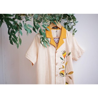 Đầm linen vẽ tay kiểu suông cổ vest - VT SAVANNA
