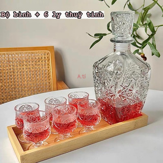 Bộ bình thuỷ tinh đựng r.ượu kèm 6 ly xinh xinh