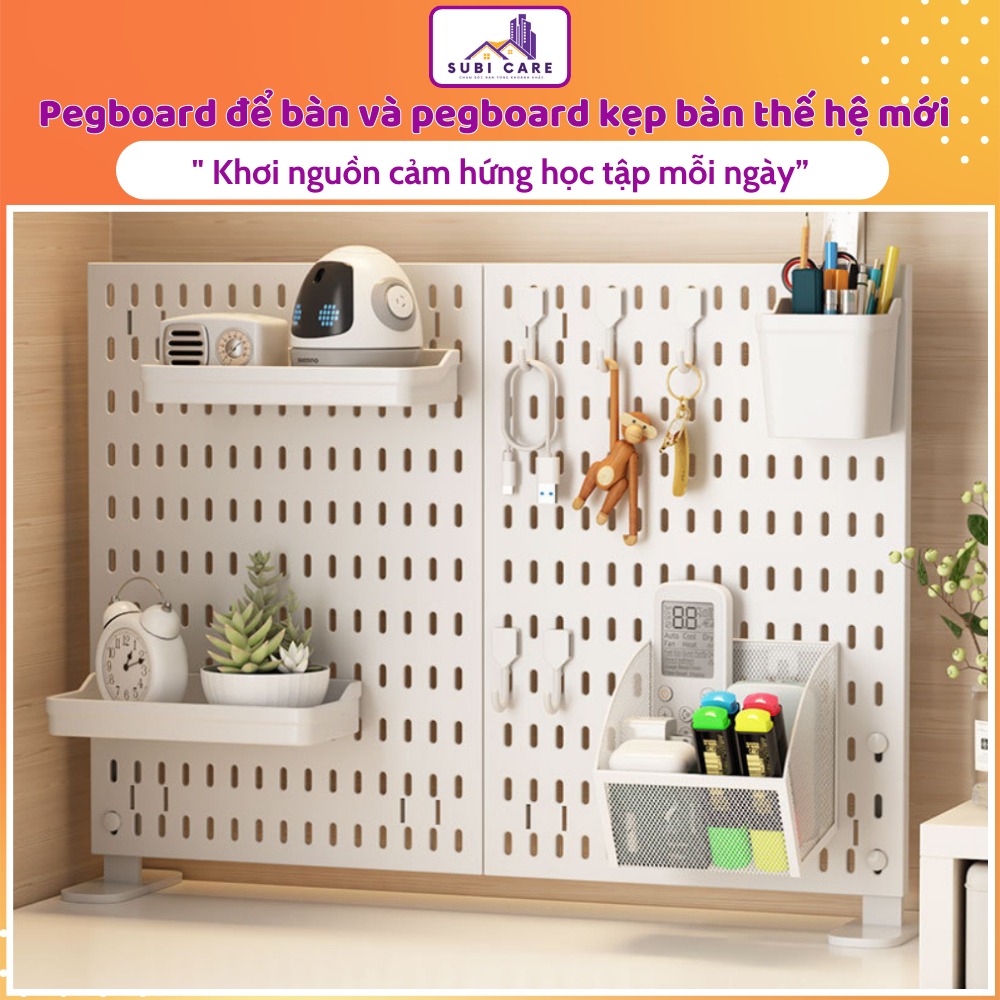 Bảng Pegboard Kẹp Bàn Decor Để Đồ Bàn Học Setup Trang Trí Bàn Làm Việc, Desk Decor DIY, Bàn Gaming