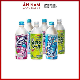 Nước giải khát Soda Sangaria vị nho vị dưa lưới vị tự nhiên chai nhôm 500ml hàng nội địa nhật bản