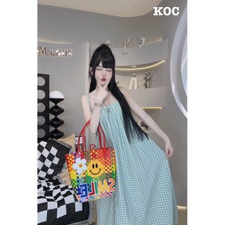 đầm 2 dây kẻ caro