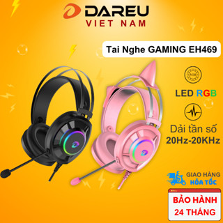 Tai nghe Gaming Dareu EH469 Queen 7.1 RGB Led - Hồng Pink Có Tai Mèo