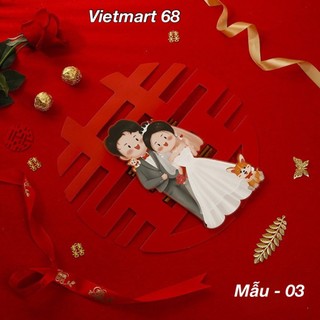 Chữ Hỷ 3D CÔ DÂU CHÚ RỂ Trang Trí Tiệc Cưới, Phòng Cưới, Phòng Tân Hôn (Size 42cm)