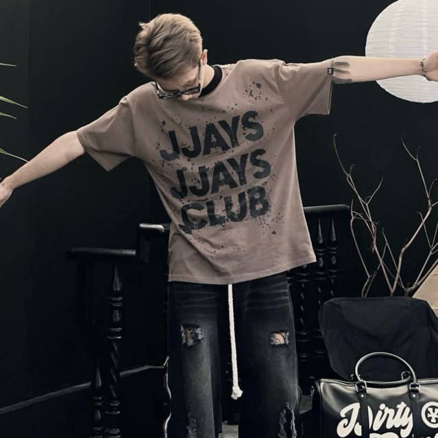 Áo phông tay lỡ 🖤 DIRTY JAY phong cách UNISEX nam nữ - áo thun cổ tròn tay lỡ form rộng Brand Jaystoree 🖤