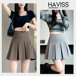 Chân váy xếp ly Haviss cạp cao phong cách xòe tennis dáng chữ a xếp ly ngắn bản to thời trang Hàn Quốc