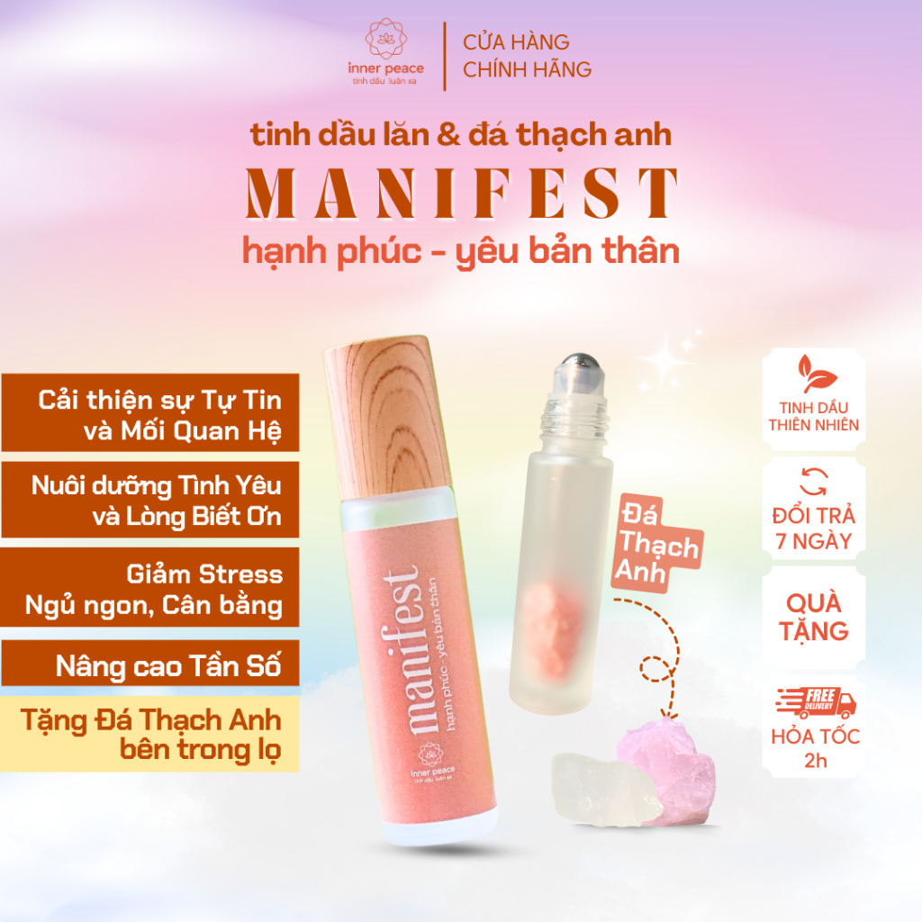 Tinh dầu Lăn MANIFEST thu hút HẠNH PHÚC, YÊU BẢN THÂN Inner Peace | Tặng Hướng dẫn MANIFEST