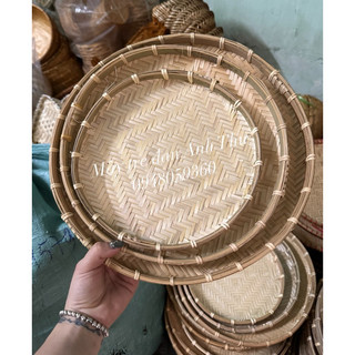  Mẹt cạp viền Tre Làng mây trắng bầy mâm lễ, đồ ăn, mẹt tre trắng trang trí