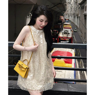 Váy nữ sang chảnh,Váy cổ yếm kiểu dáng buộc dây cổ phù hợp đi chơi đi tiệc