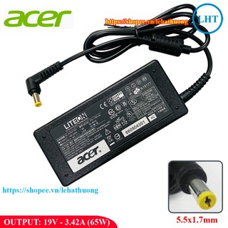 SẠC LAPTOP ACER 19V - 3.42A - 65W chân To 5.5x1.7mm - đường kính đầu sạc 5.5mm - Tặng kèm dây nguồn