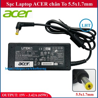 Sạc Laptop Acer 19v 3.42a (65w) chân To 5.5x1.7mm - đường kính đầu sạc 5.5mm (adapter Acer 65W)